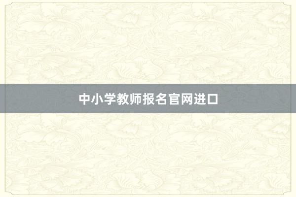 中小学教师报名官网进口